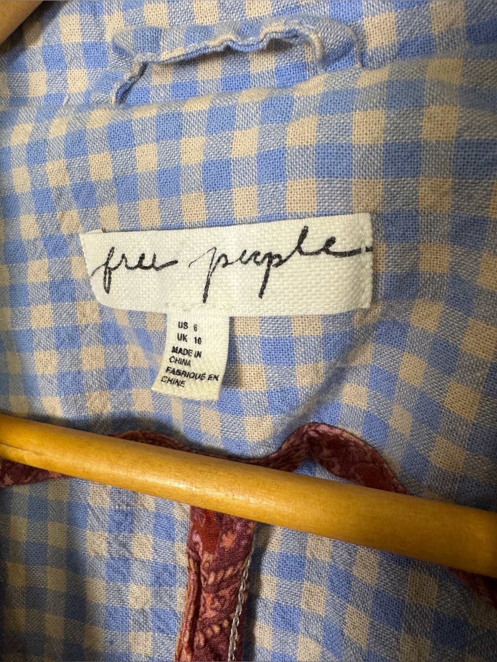 Free People Sweet & Salty Gingham Romper Women’s Size 6 Blue Linen Blend - Picture 5 of 9